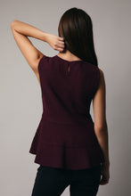 Load image into Gallery viewer, Sunday Edition Knit Peplum Bow Tie Top in Plum
