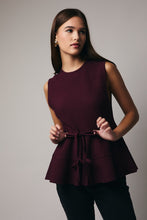 Load image into Gallery viewer, Sunday Edition Knit Peplum Bow Tie Top in Plum
