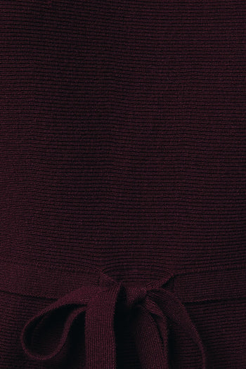 Sunday Edition Knit Peplum Bow Tie Top in Plum