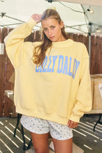 Load image into Gallery viewer, BucketList 'Dilly Dally' Print Reversible Mockneck Sweatshirt in Yellow
