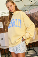 BucketList 'Dilly Dally' Print Reversible Mockneck Sweatshirt in Yellow