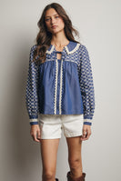 Forte Embroidered Top in Denim