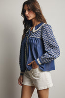 Forte Embroidered Top in Denim