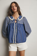 Forte Embroidered Top in Denim