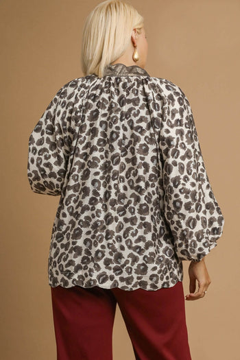 Umgee Leopard Print Boho Top in Black