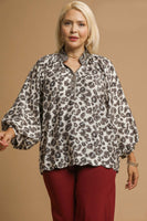 Umgee Leopard Print Boho Top in Black