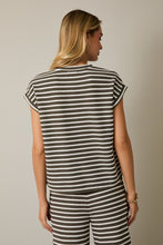 Load image into Gallery viewer, Gilli Contrasting Striped Ribbed Top in Olive-Cream Stripe
