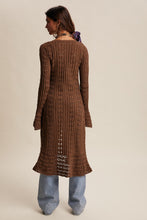 Load image into Gallery viewer, Listicle Crochet Midi Length Cardigan in Mocha
