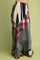 GiGio Mixed Print Maxi Skirt in Olive Mix