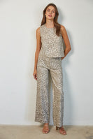 FATE Metallic Animal Print Pants in Beige Multi