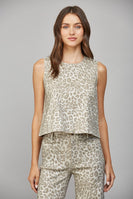 FATE Metallic Animal Print Top in Beige Multi