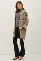 be cool Zebra Print Wool Blend Cardigan in Brown