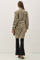 be cool Zebra Print Wool Blend Cardigan in Brown