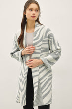 Load image into Gallery viewer, be cool Zebra Print Wool Blend Cardigan in Heather Grey
