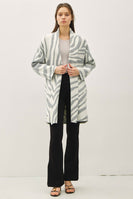 be cool Zebra Print Wool Blend Cardigan in Heather Grey