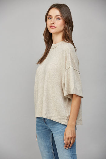 FATE Solid Color OVERSIZED Cashmere Blend Sweater in Oatmeal