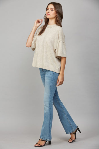 FATE Solid Color OVERSIZED Cashmere Blend Sweater in Oatmeal
