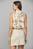 FATE Textured Floral Print Sleeveless Top in Cream Multi