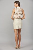 FATE Textured Floral Print Sleeveless Top in Cream Multi