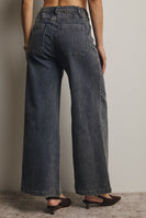 Forte Wide Leg Stretch Denim Pants in Grayish Denim