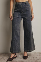 Forte Wide Leg Stretch Denim Pants in Grayish Denim