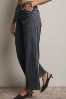 Forte Wide Leg Stretch Denim Pants in Grayish Denim