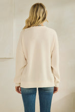 Load image into Gallery viewer, Tres Bien Solid Color Cloudy Knit Top with HOLLY JOLLY Graphic Print Front in Cream
