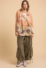 Load image into Gallery viewer, BlueVelvet Playful Heart Patchwork OVERSIZED Ruffle Hem Top in Coral
