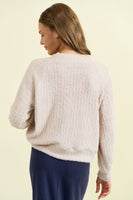 Doe & Rae Soft Textured Knit Sweater in Beige