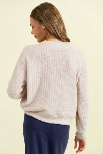 Doe & Rae Soft Textured Knit Sweater in Beige
