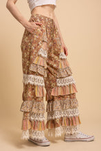 Load image into Gallery viewer, BlueVelvet Floral Print Tiered Ruffle Wide Leg Pants in Dusty Orange Multi
