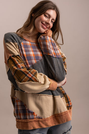 BlueVelvet Patchwork Oversized Top in Multi