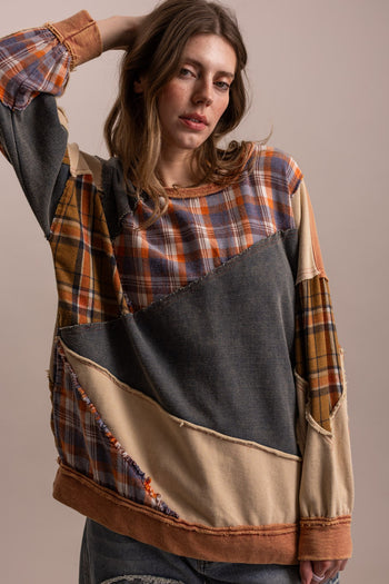 BlueVelvet Patchwork Oversized Top in Multi