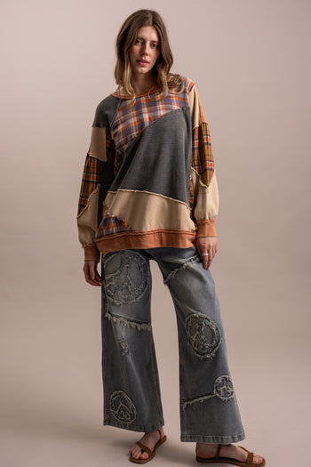 BlueVelvet Patchwork Oversized Top in Multi