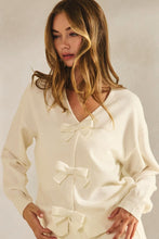 Load image into Gallery viewer, LovLov Solid Color Knit Cardigan with Bow Front Details in Ivory
