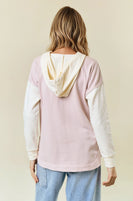 Doe & Rae Colorblock Hooded Top in Oat