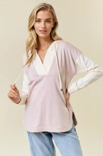 Load image into Gallery viewer, Doe &amp; Rae Colorblock Hooded Top in Oat
