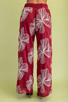 GiGio Floral Embroidered Pants in Burgundy