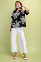 GiGio Floral Embroidered Top in Black
