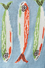 Load image into Gallery viewer, Sunday Edition Knit Fish Sweater Vest in Light Blue ON ORDER
