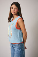 Sunday Edition Knit Fish Sweater Vest in Light Blue ON ORDER