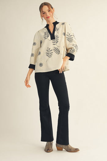 Jodifl Textured Embroidered Top in Black