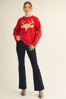 Jodifl Reindeer Sweater with Sequin and Pearl Accents