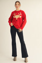 Load image into Gallery viewer, Jodifl Reindeer Sweater with Sequin and Pearl Accents
