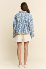 Load image into Gallery viewer, J.nna Floral Print Pleated Denim Jacket in Med Blue Denim
