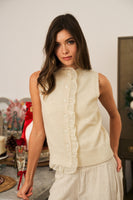 LovLov Beneath The Trail Of Soft Ruffles Bloom Knit Top in Ivory