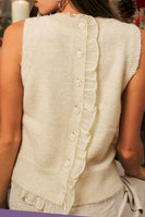 LovLov Beneath The Trail Of Soft Ruffles Bloom Knit Top in Ivory