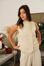 Load image into Gallery viewer, LovLov Beneath The Trail Of Soft Ruffles Bloom Knit Top in Ivory
