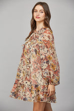 Load image into Gallery viewer, FATE Sheer Luxe Chiffon Floral Print Mini Dress in Beige Combo
