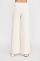 Allie Rose Fuzzy Knit Striped Pants in Cream